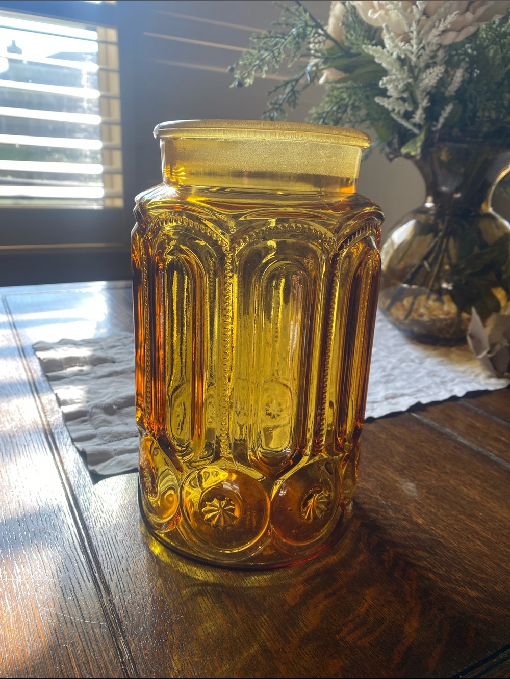 LE Smith Moon And Stars Large Amber Canister No Lid